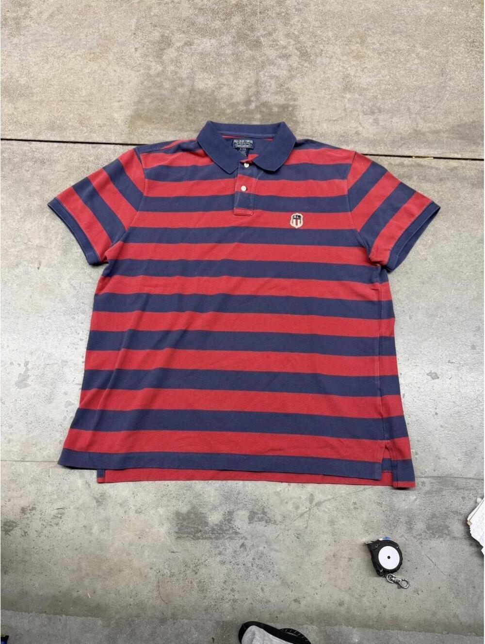 vintage polo ralph lauren jeans company red and blue striped polo shirt size xl